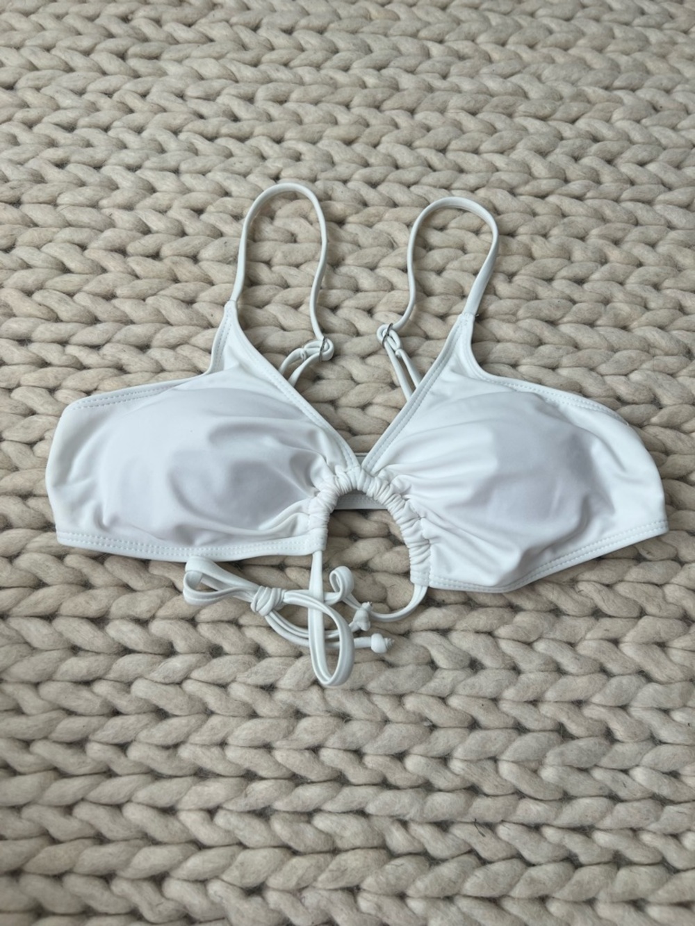 White Ruched Front Bikini Top